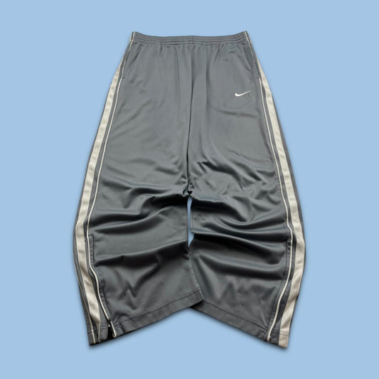 VINTAGE Y2K NIKE BASKETBALL WIDE LEG BAGGY TRACKSUIT BOTTOMS GREY