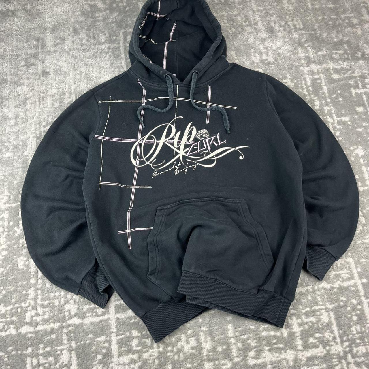 VINTAGE Y2K RIP CURL PLAID GRAPHIC HOODIE BLACK