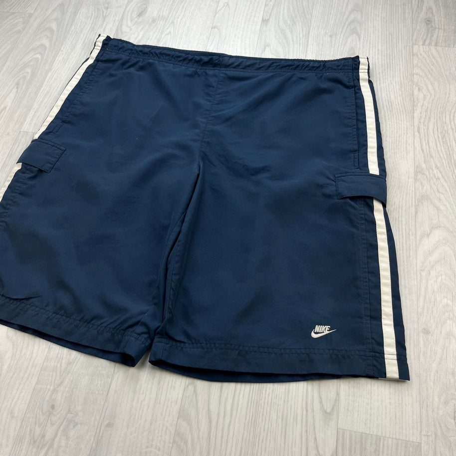 VINTAGE Y2K NIKE BAGGY SPORT CARGO SHORTS NAVY