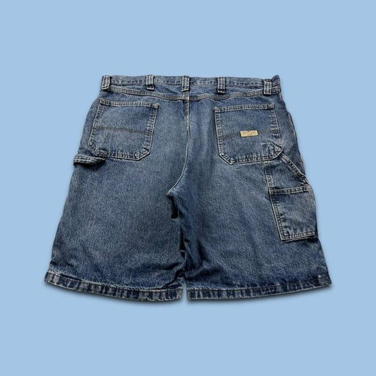 VINTAGE 00s WRANGLER BAGGY LOOSE CARPENTER JORTS BLUE
