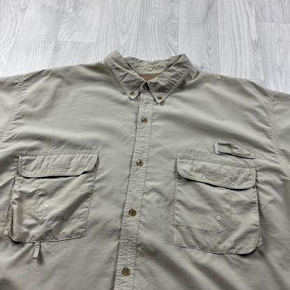 VINTAGE Y2K REDINGTON SHORT SLEEVE UTILITY SHIRT BEIGE