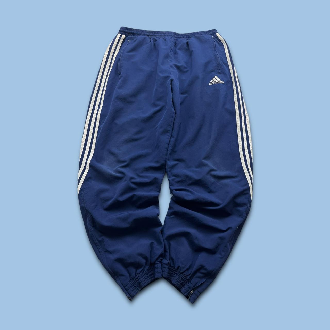 VINTAGE Y2K ADIDAS BAGGY TRACKSUIT BOTTOMS NAVY BLUE