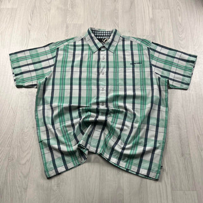 VINTAGE Y2K ANIMAL CHECKERED SHORT SLEEVE SHIRT GREEN