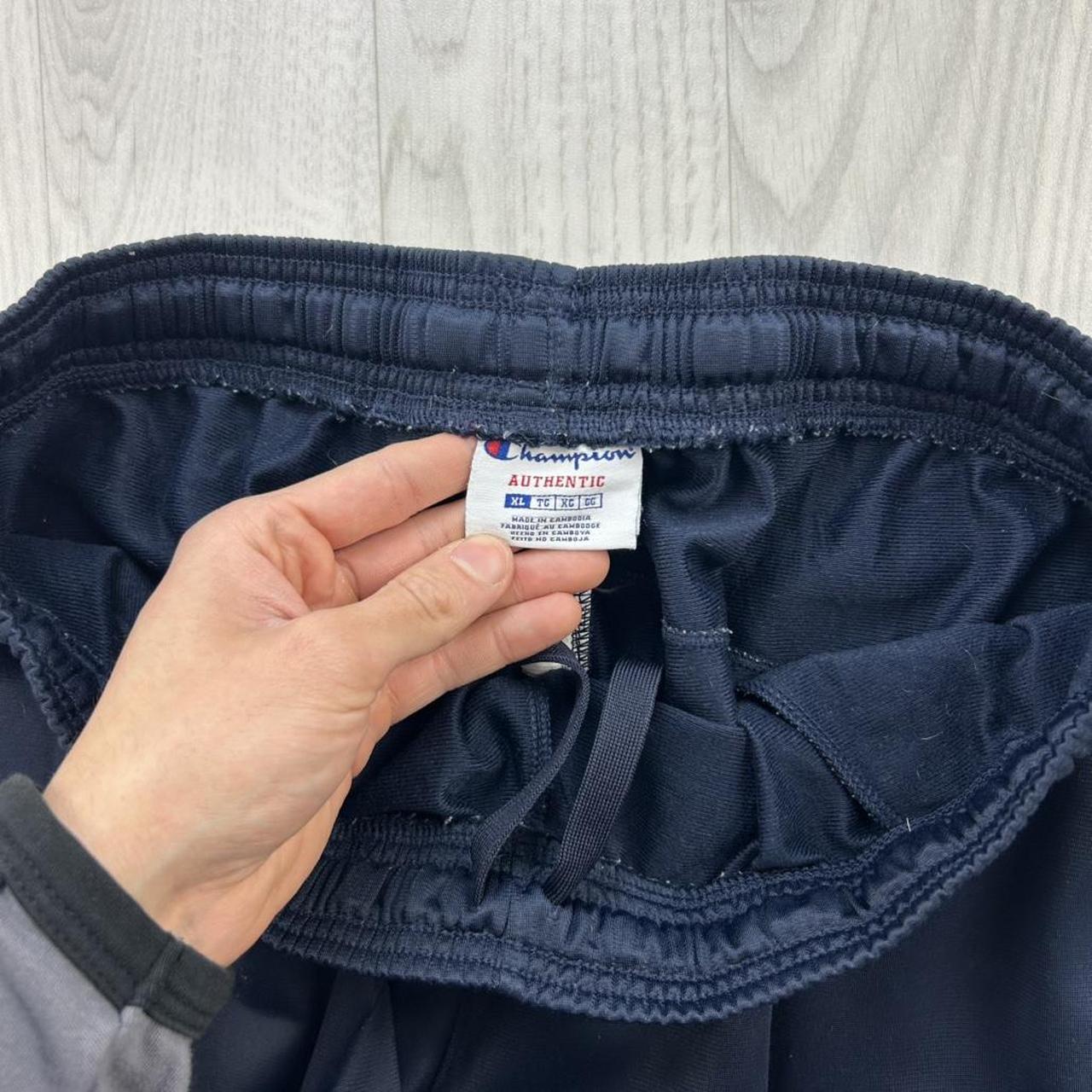 VINTAGE Y2K CHAMPION STRIPE BAGGY TRACKSUIT BOTTOMS NAVY