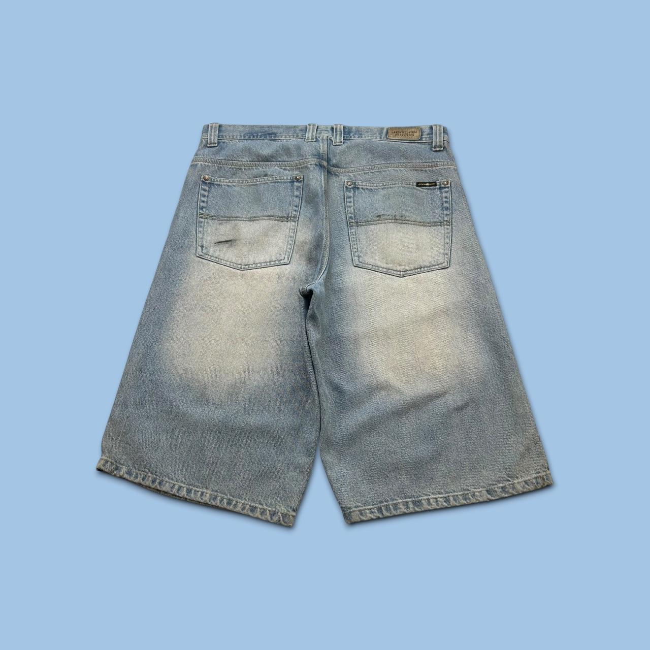 VINTAGE Y2K JORDAN CRAIG LONG BAGGY DENIM JORTS LIGHT BLUE