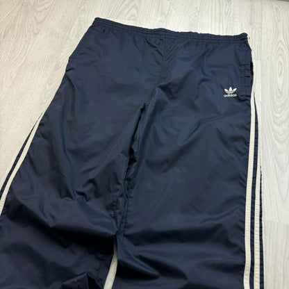 VINTAGE 90s ADIDAS BAGGY SHELL TRACKSUIT BOTTOMS NAVY