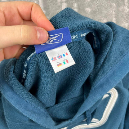 VINTAGE Y2K REEBOK CENTRE LOGO HOODIE BLUE TEAL