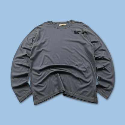 VINTAGE Y2K TEDDY SMITH GRAPHIC LONG SLEEVE SKATER T SHIRT BLUE