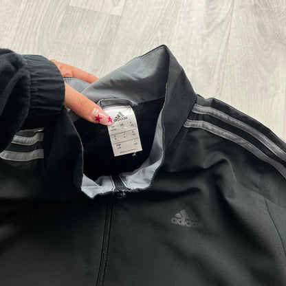 ADIDAS ZIP UP WINDBREAKER TRACKSUIT JACKET BLACK