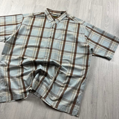 VINTAGE Y2K TIMBERLAND CHECKERED SHORT SLEEVE SHIRT LIGHT BLUE