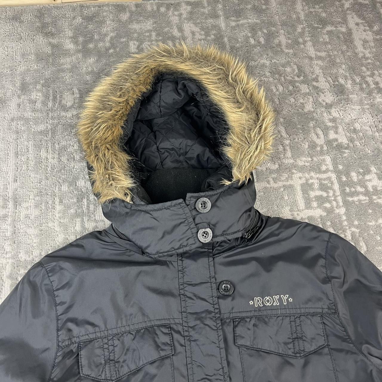 VINTAGE 00s ROXY FUR HOOD UTILITY BOMBER JACKET BLACK