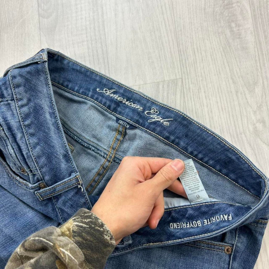 VINTAGE Y2K AMERICAN EAGKE LOW RISE BOOTCUT FLARED JEANS BLUE