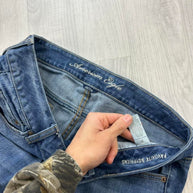 VINTAGE Y2K AMERICAN EAGKE LOW RISE BOOTCUT FLARED JEANS BLUE