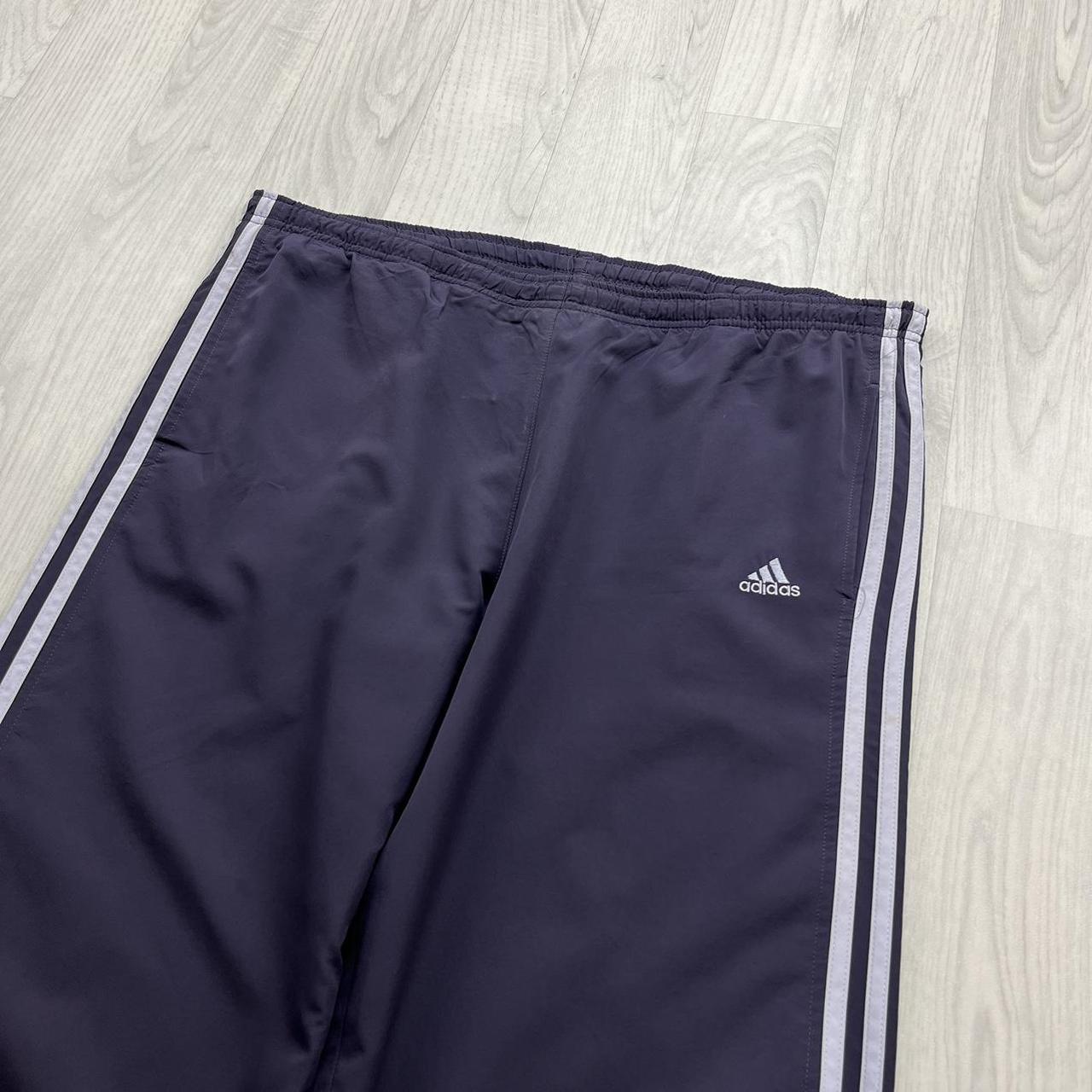 VINTAGE Y2K ADIDAS SIDE STRIPE BAGGY TRACKSUIT BOTTOMS PURPLE (L Ws)