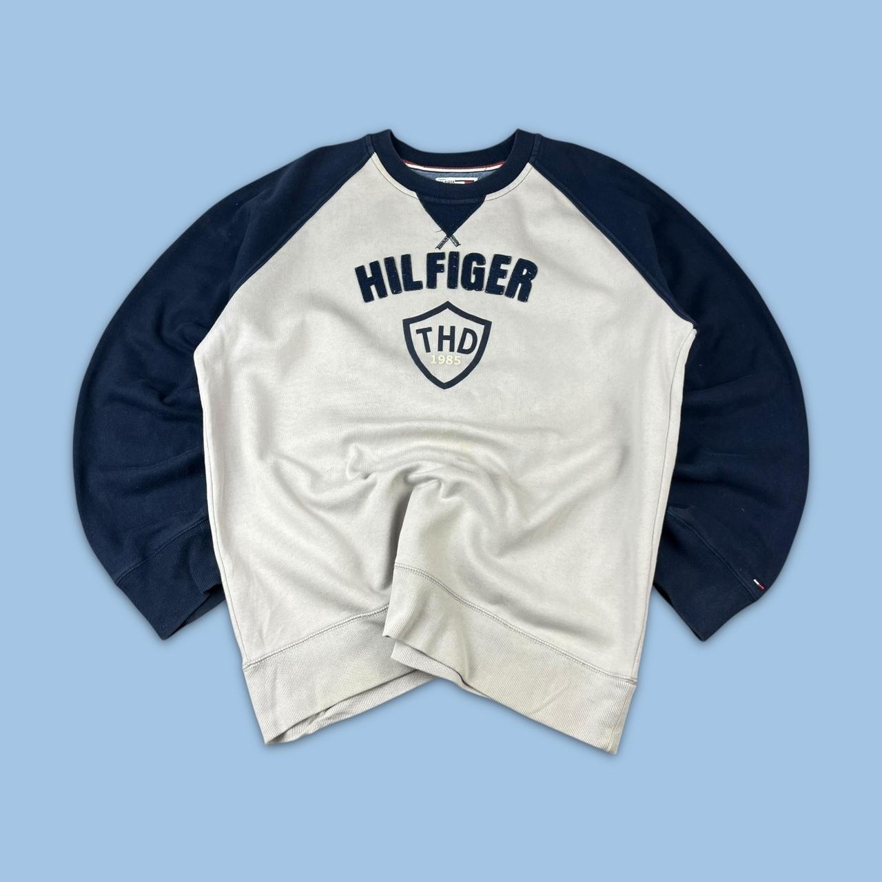 VINTAGE Y2K TOMMY HILFIGER BOXY SWEATSHIRT GREY / NAVY