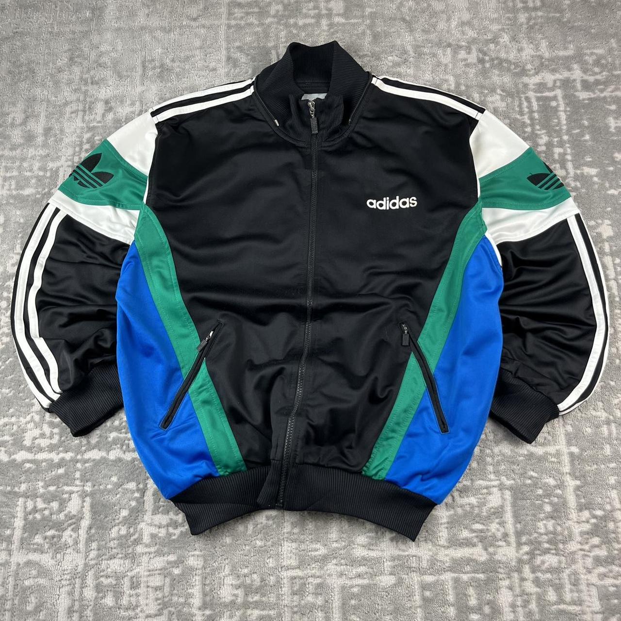 VINTAGE 90s ADIDAS PANELLED SPORTY TRACKSUIT JACKET BLACK