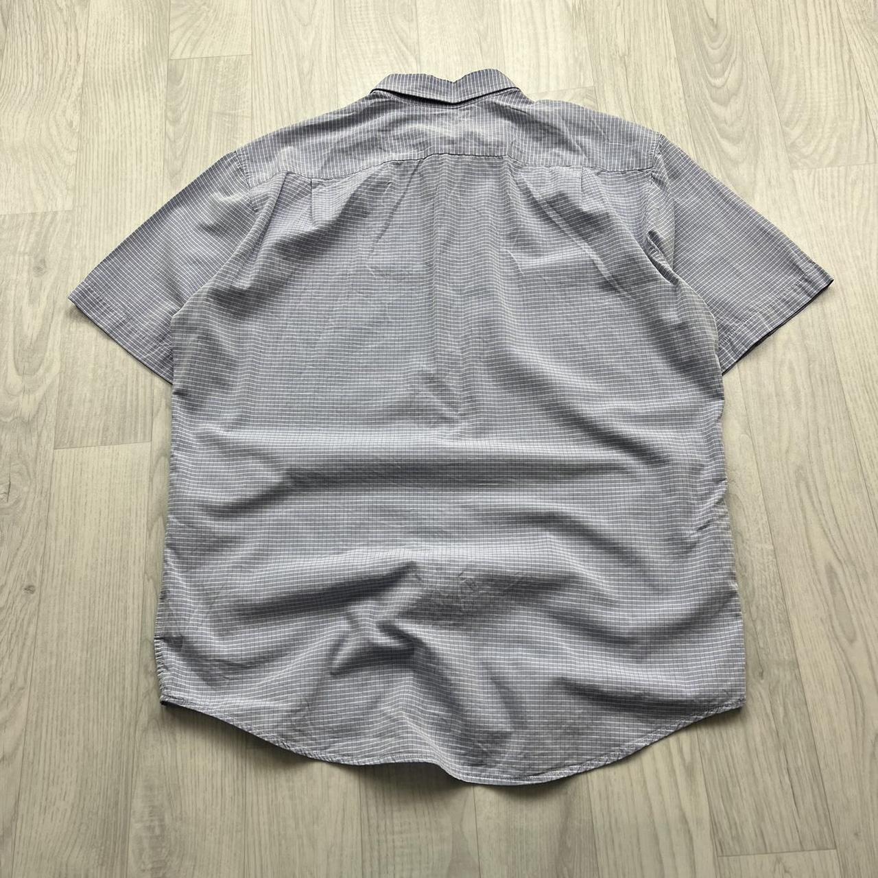 VINTAGE Y2K LACOSTE GINGHAM SHORT SLEEVE BUTTON UP SHIRT BLUE