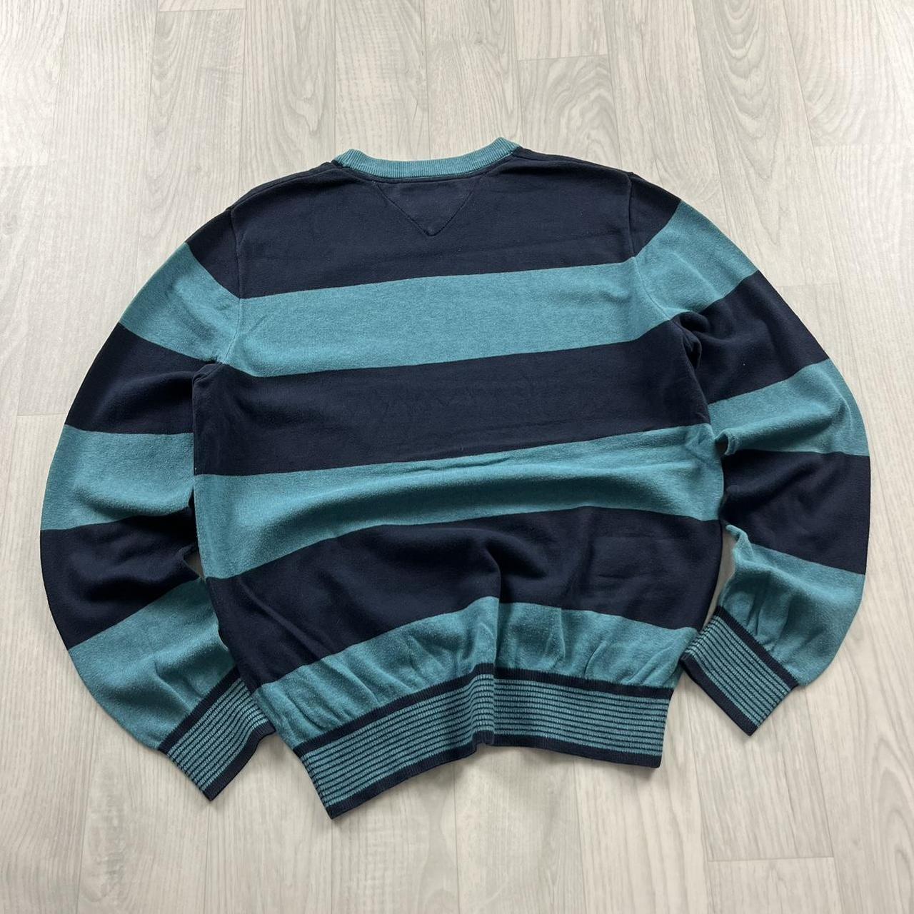 VINTAGE Y2K TOMMY HILFIGER STRIPED KNITTED JUMPER NAVY BLUE