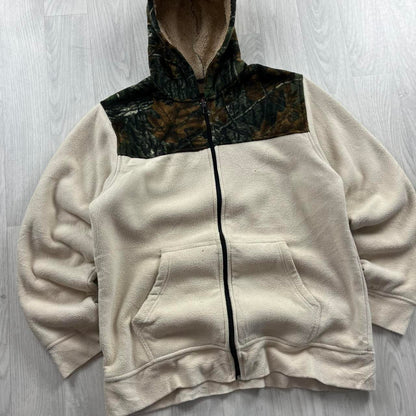 VINTAGE REALTREE ZIP UP FLEECE HOODIE CAMO CREAM