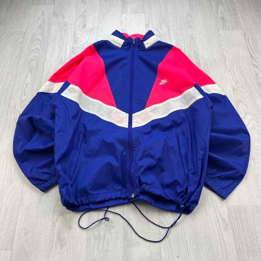 VINTAGE 90s NIKE COLOUR BLOCK WINDBREAKER JACKET BLUE / PINK