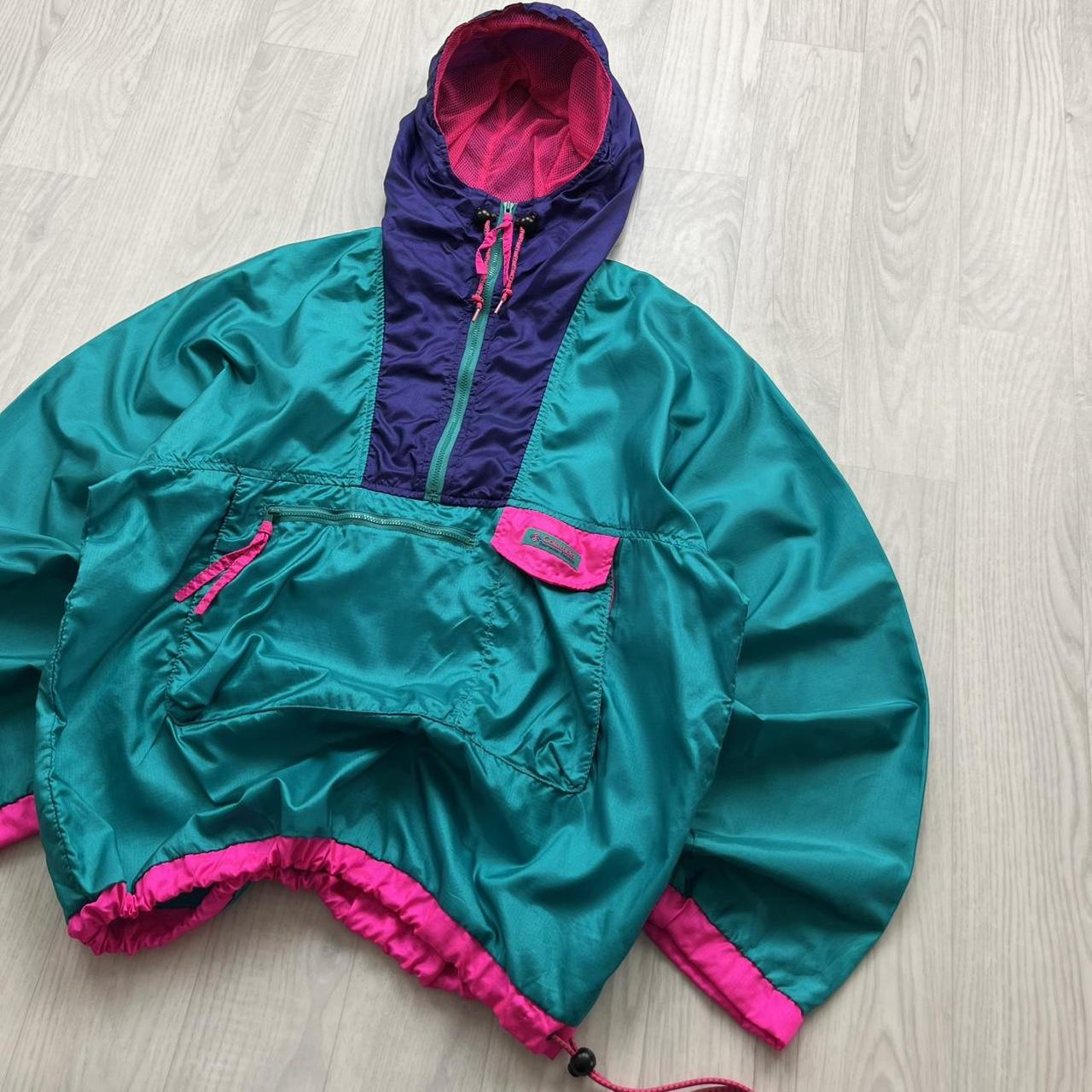 VINTAGE Y2K COLUMBIA QUARTER ZIP HOODED WINDBREAKER TRACK JACKET
