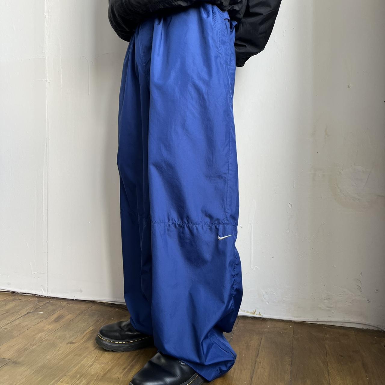 VINTAGE Y2K NIKE WIDE LEG UTILITY TRACKSUIT BOTTOMS BLUE