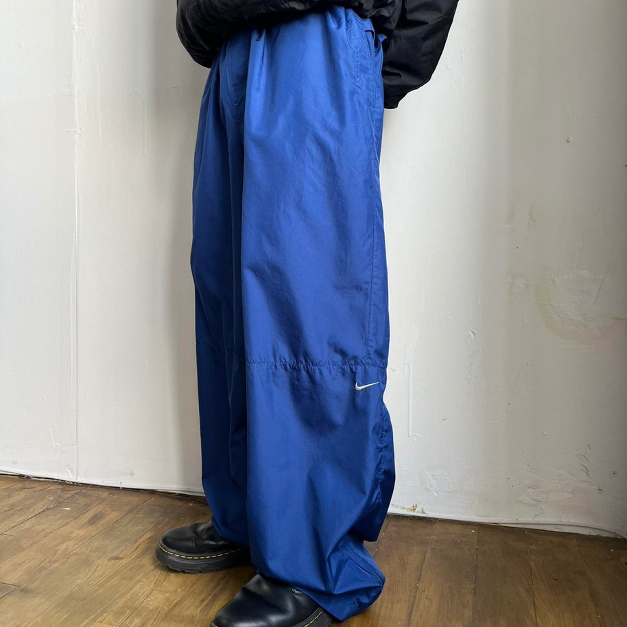 VINTAGE Y2K NIKE WIDE LEG UTILITY TRACKSUIT BOTTOMS BLUE