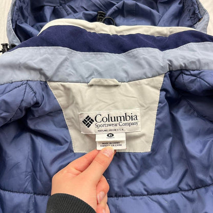 VINTAGE 00s COLUMBIA TECHNICAL PANELLED HOODED UTILITY JACKET BLUE WHITE