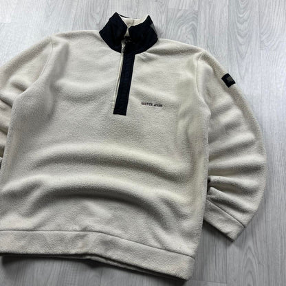 VINTAGE Y2K NAUTICA QUARTER ZIP FLEECE SWEATSHIRT CREAM