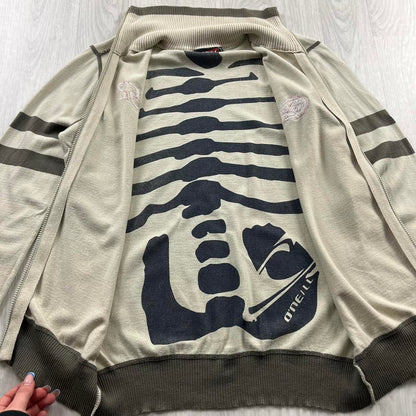 VINTAGE Y2K QUIKSILVER THIN ZIP KNITTED JUMPER BEIGE