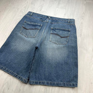 VINTAGE Y2K BAGGY DENIM SKATER JORTS BLUE