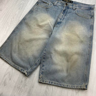 VINTAGE Y2K JORDAN CRAIG LONG BAGGY DENIM JORTS LIGHT BLUE