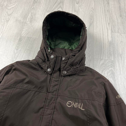 VINTAGE 00s O’NEILL HOODED HEAVY BOMBER JACKET BROWN