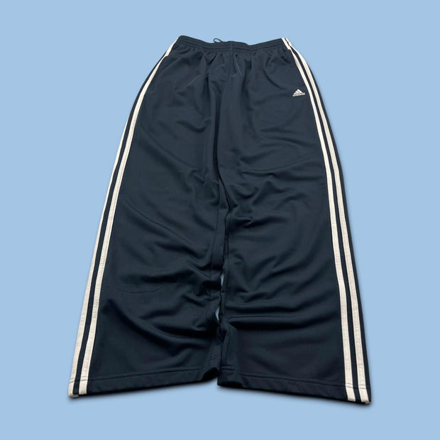 VINTAGE Y2K ADIDAS SIDE STRIPE BAGGY TRACKSUIT BOTTOMS NAVY