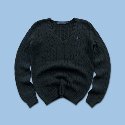 VINTAGE Y2K RALPH LAUREN CHUNKY CABLE KNITTED JUMPER BLACK