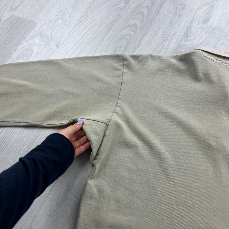 VINTAGE 90s ADIDAS LONG SLEEVE RUGBY POLO SHIRT CREAM