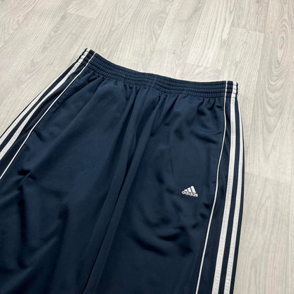 VINTAGE Y2K ADIDAS SIDE STRIPE TECHNICAL BAGGY TRACKSUIT BOTTOMS NAVY (2XL)