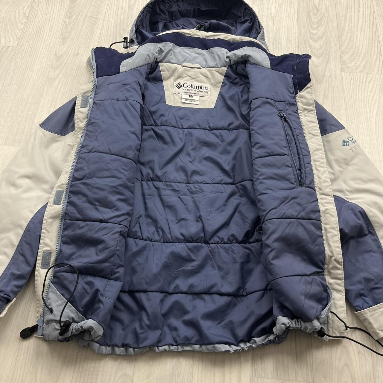 VINTAGE 00s COLUMBIA TECHNICAL PANELLED HOODED UTILITY JACKET BLUE WHITE