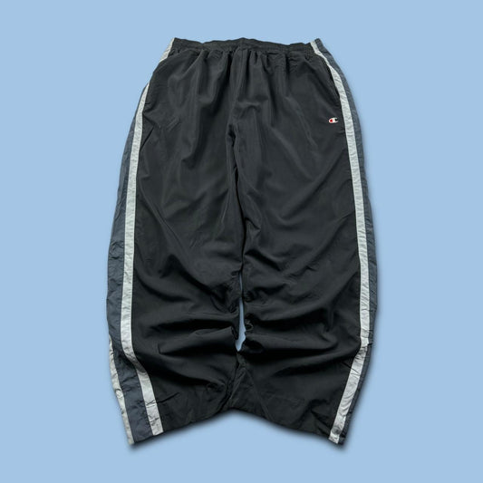 VINTAGE Y2K CHAMPION WIDE LEG TRACKSUIT BOTTOMS BLACK