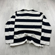 VINTAGE Y2K STRIPED LONG SLEEVE RUGBY POLO SHIRT BLACK / WHITE