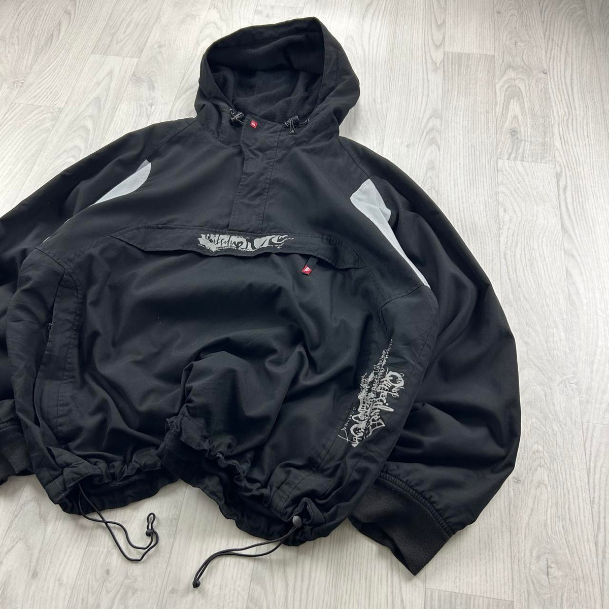VINTAGE Y2K QUIKSILVER CENTRE LOGO QUARTER ZIP JACKET BLACK