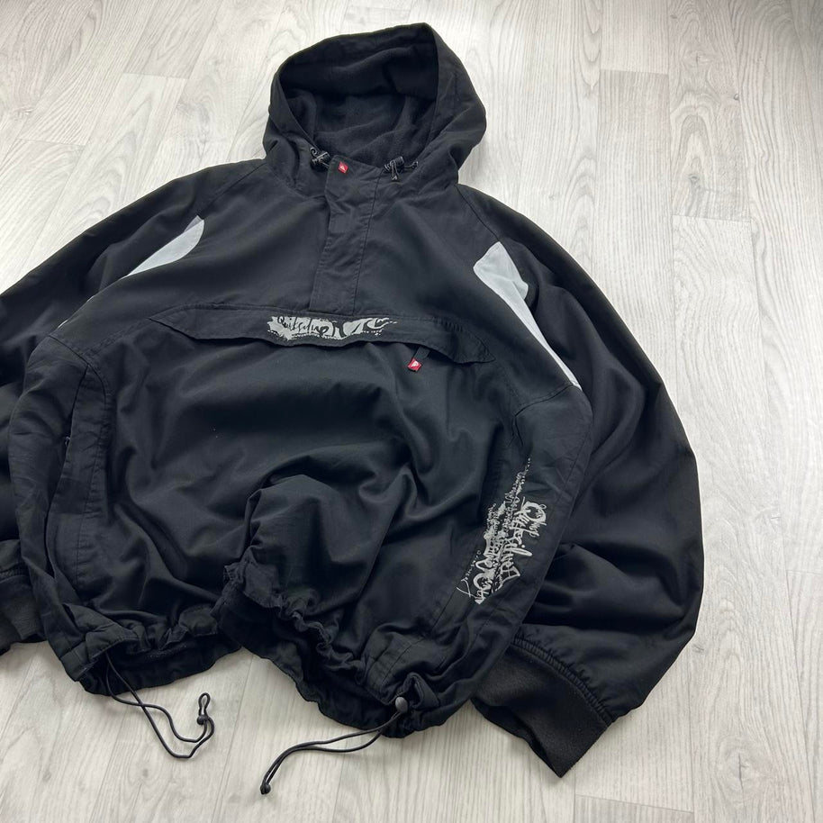 VINTAGE Y2K QUIKSILVER CENTRE LOGO QUARTER ZIP JACKET BLACK
