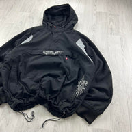 VINTAGE Y2K QUIKSILVER CENTRE LOGO QUARTER ZIP JACKET BLACK