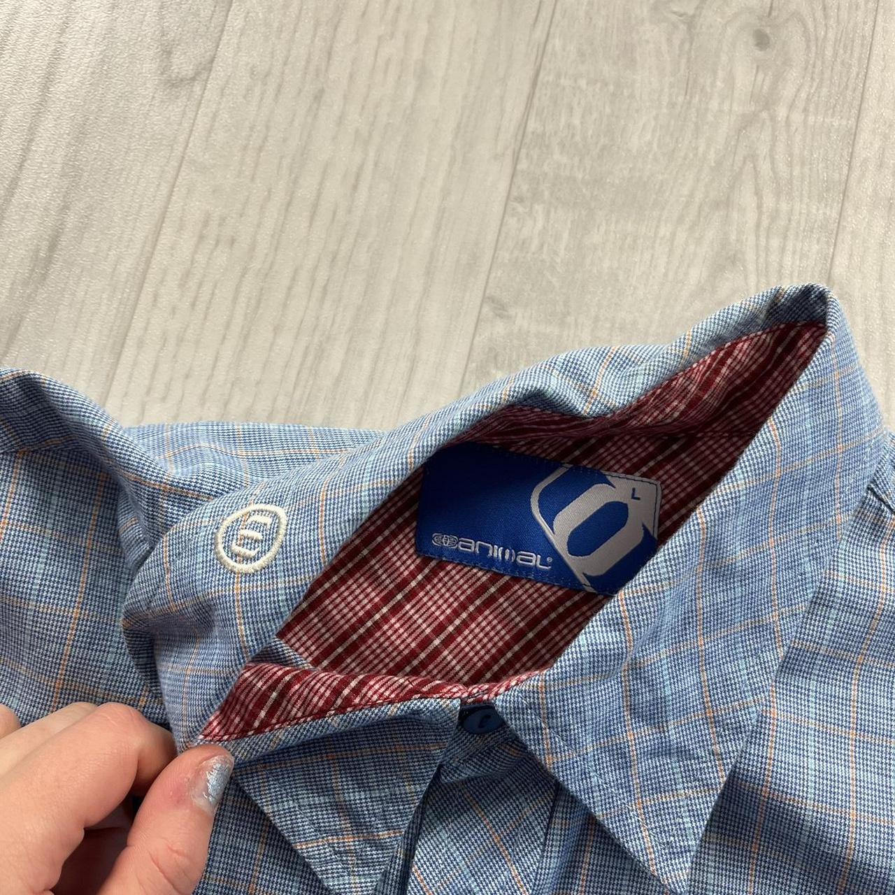 VINTAGE ANIMAL CHECKERED SHORT SLEEVE SURF SHIRT BLUE