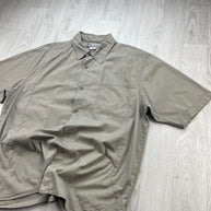 VINTAGE 00s COLUMBIA PLAIN UTILITY SHORT SLEEVE BUTTON UP SHIRT BEIGE