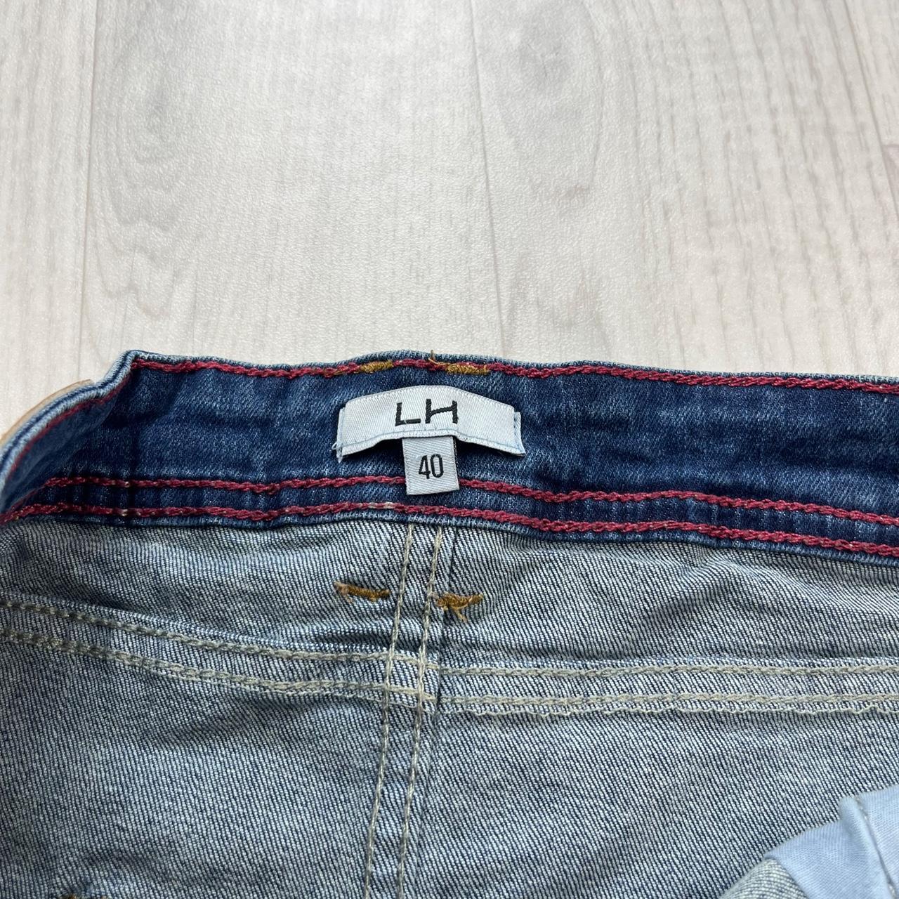 VINTAGE Y2K DENIM MINI EMBROIDERED SKIRT BLUE