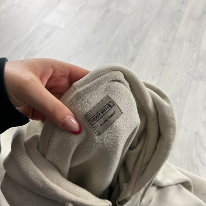 VINTAGE Y2K TEDDY SMITH SPELL OUT HOODIE CREAM