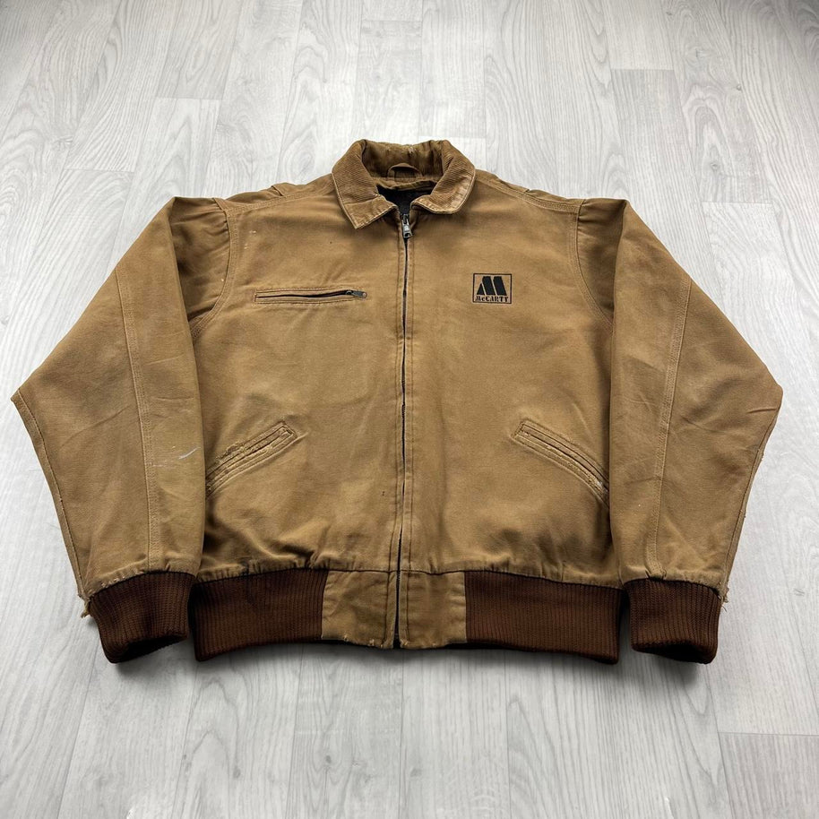 VINTAGE Y2K TRI MOUNTAIN WORKWEAR BOMBER JACKET BEIGE