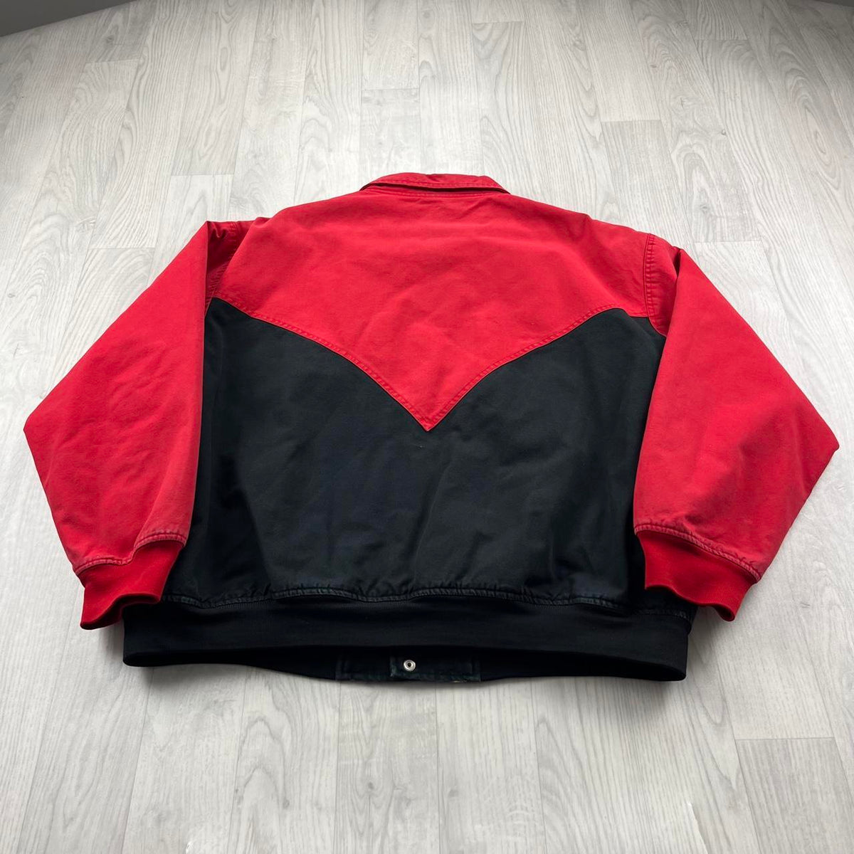 VINTAGE 90s WRANGLER WORKWEAR BOMBER JACKET BLACK / RED
