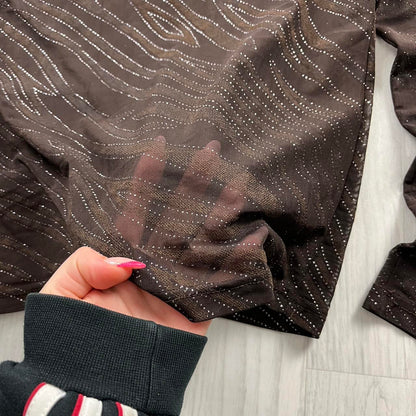 VINTAGE Y2K MESH LONG SLEEVE TOP BROWN